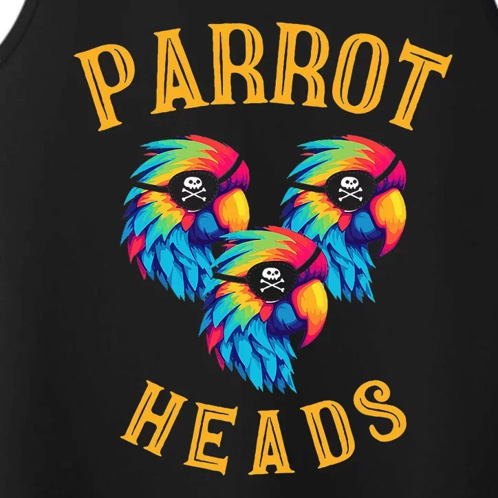 Parrot Heads Parrot Pirates Relax Vacation Performance Tank