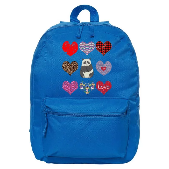 Panda Hearts Pattern Funny Floral Panda Lover Valentines Day Gift 16 in Basic Backpack