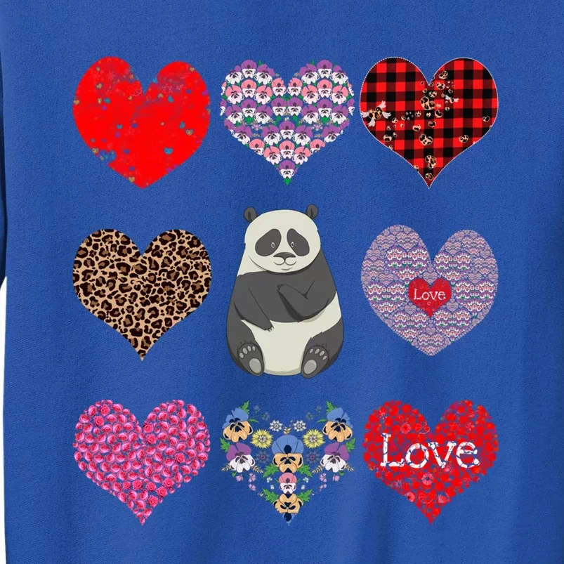 Panda Hearts Pattern Funny Floral Panda Lover Valentines Day Gift Tall Sweatshirt