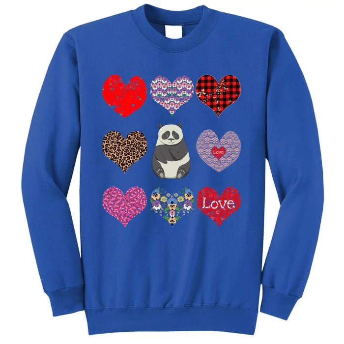 Panda Hearts Pattern Funny Floral Panda Lover Valentines Day Gift Tall Sweatshirt