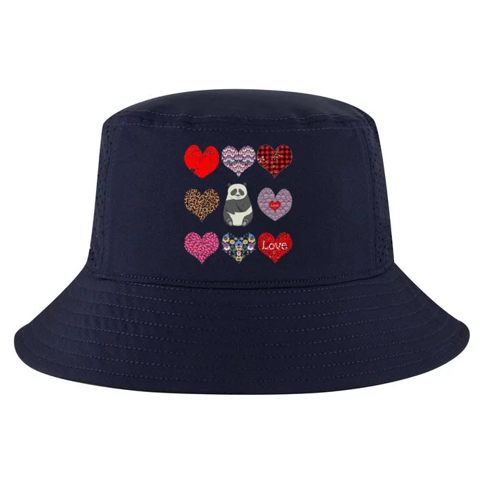 Panda Hearts Pattern Funny Floral Panda Lover Valentines Day Gift Cool Comfort Performance Bucket Hat