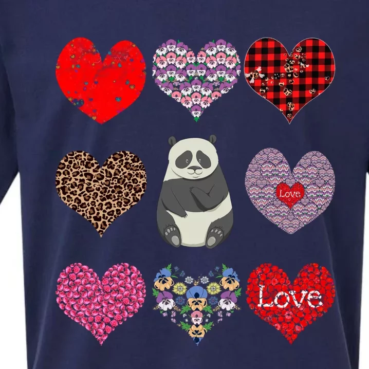 Panda Hearts Pattern Funny Floral Panda Lover Valentines Day Great Gift Sueded Cloud Jersey T-Shirt