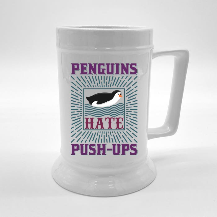 Penguins Hate Push Ups Front & Back Beer Stein