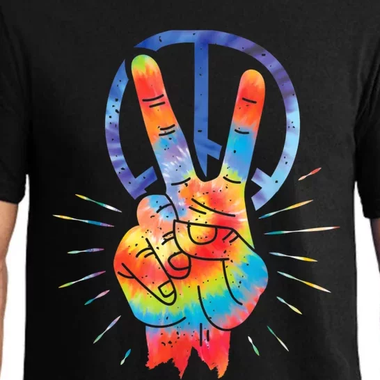 Peace Hand Peace Sign Tie Dye Pajama Set