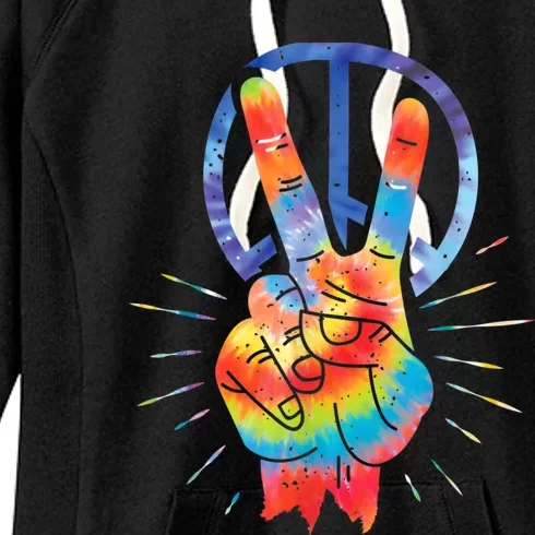 Peace Hand Peace Sign Tie Dye Women's Fleece Hoodie