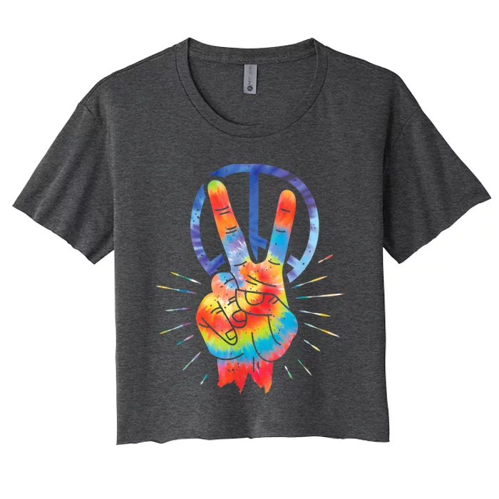 Peace Hand Peace Sign Tie Dye Women's Crop Top Tee