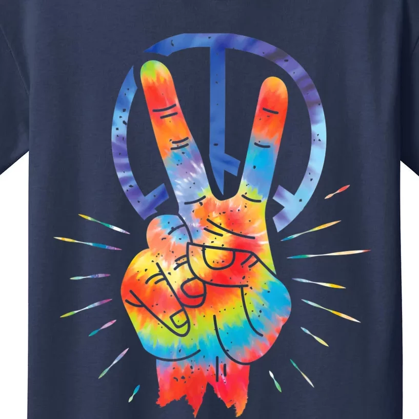 Peace Hand Peace Sign Tie Dye Kids T-Shirt