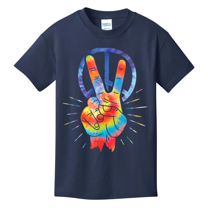 Peace Hand Peace Sign Tie Dye Kids T-Shirt