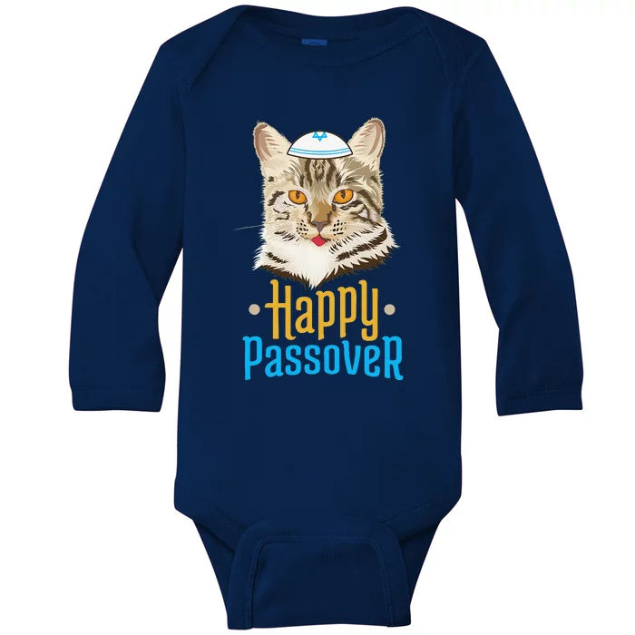 Passover Happy Passover Cat Funny Seder Jewish Holiday Baby Long Sleeve Bodysuit