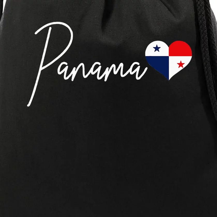 Panama Heart Pride Panamanian Flag Drawstring Bag