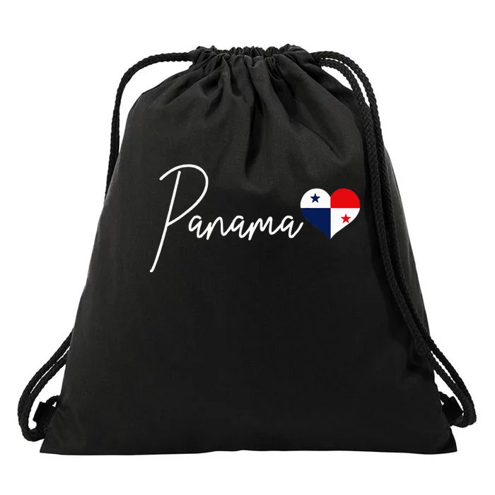 Panama Heart Pride Panamanian Flag Drawstring Bag