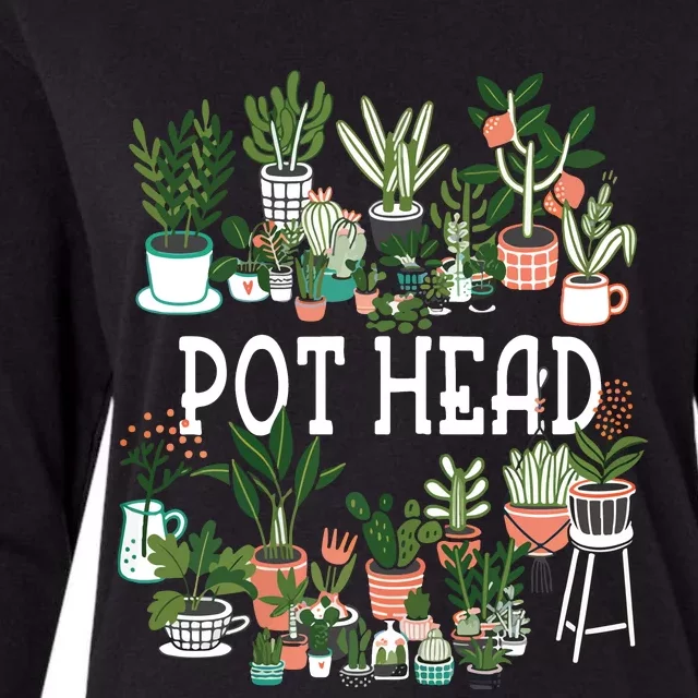 Pot Head Plant Lover GiftCrazy Plant Lady Plant Mom Womens Cotton Relaxed Long Sleeve T-Shirt