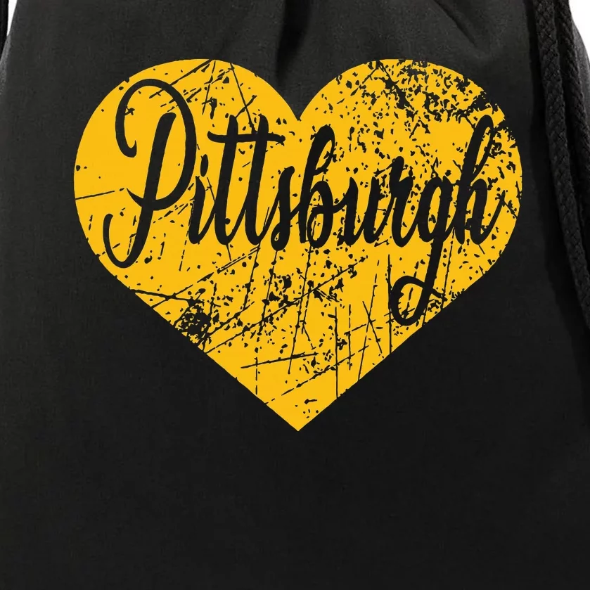 Pittsburgh Heart Drawstring Bag