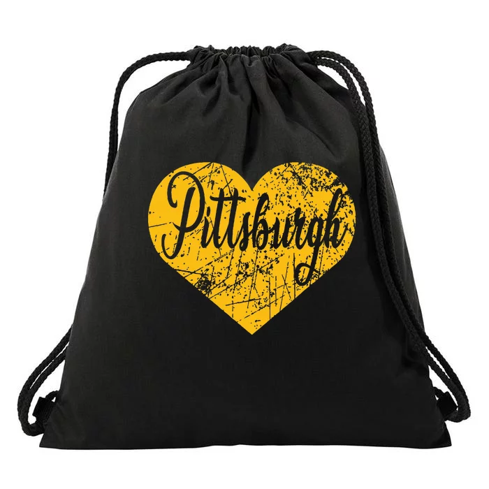 Pittsburgh Heart Drawstring Bag