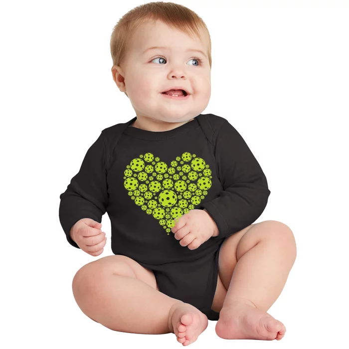 Pickleball Heart Professional Pickleball Game Baby Long Sleeve Bodysuit