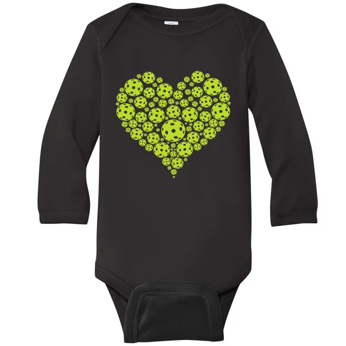 Pickleball Heart Professional Pickleball Game Baby Long Sleeve Bodysuit