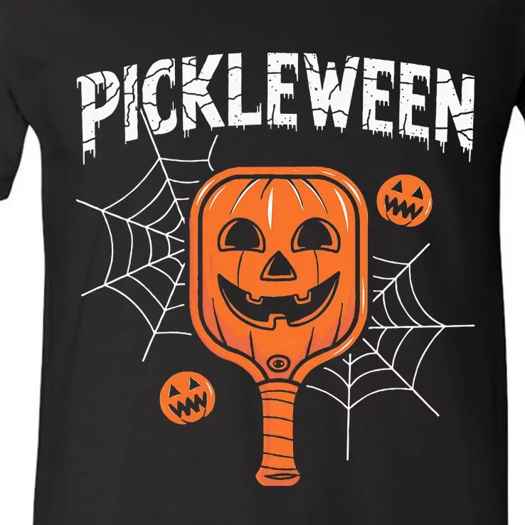 Pickleween Halloween Pickleball Players V-Neck T-Shirt