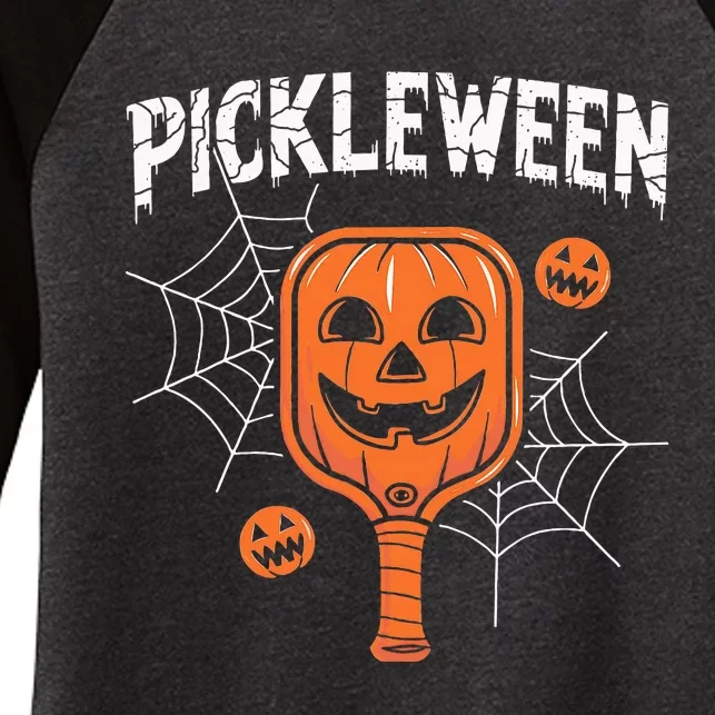 Pickleween Halloween Pickleball Players Women's Tri-Blend 3/4-Sleeve Raglan Shirt