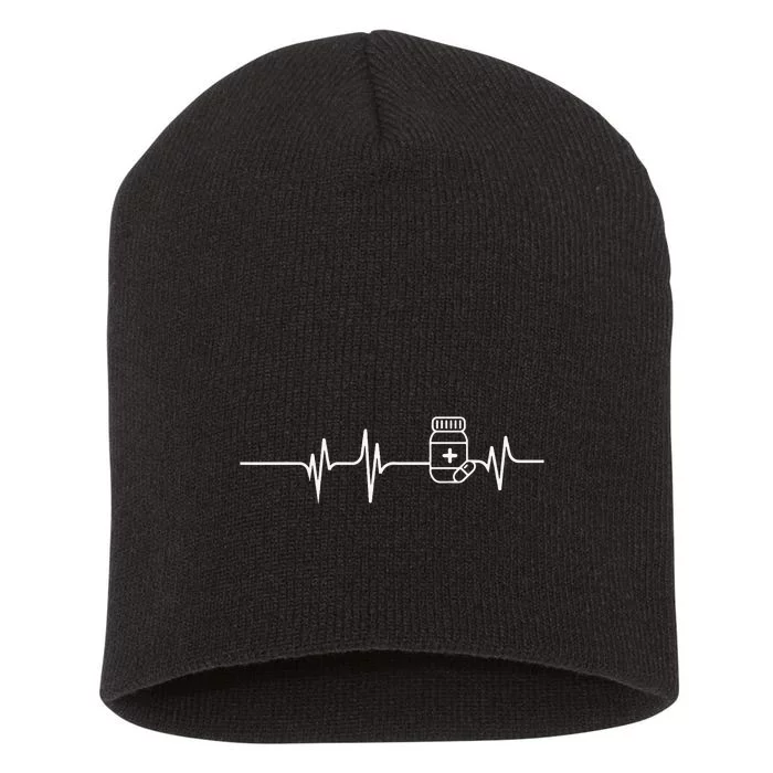 Pharmacist Heartbeat Pharmacy Technician PharmD Short Acrylic Beanie