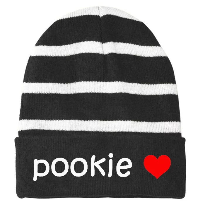 Pookie Heart Striped Beanie with Solid Band