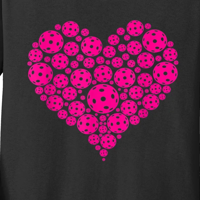 Pickleball Heart Pickleball Game Marker Players Kids Long Sleeve Shirt