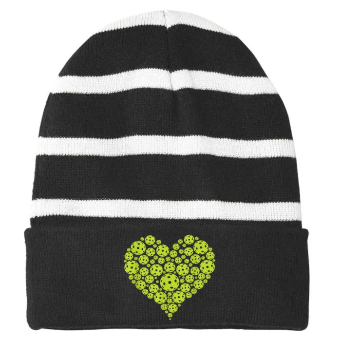 Pickleball Heart Professional Pickleball Game Players Striped Beanie with Solid Band