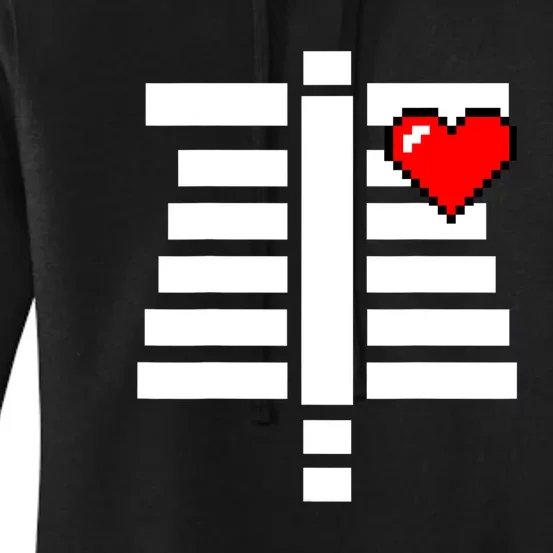 Pixelated Heart Pixel Skeleton Costume Halloween Gaming Women's Pullover Hoodie