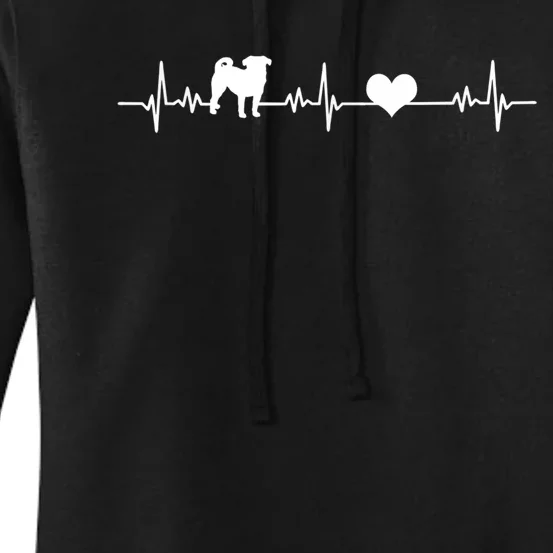 Pug Heartbeat Pug Love Dog Dog Frequency Ekg Women's Pullover Hoodie