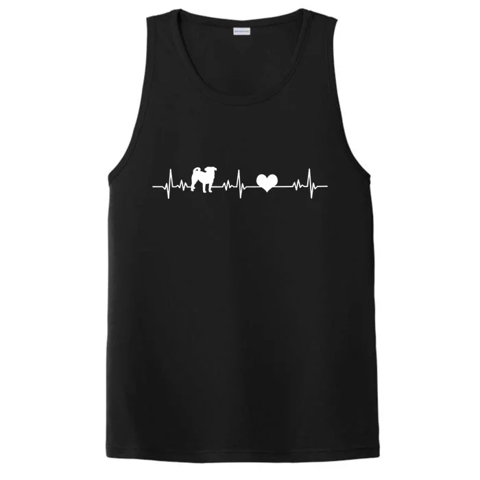 Pug Heartbeat Pug Love Dog Dog Frequency Ekg Performance Tank