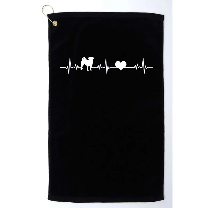 Pug Heartbeat Pug Love Dog Dog Frequency Ekg Platinum Collection Golf Towel