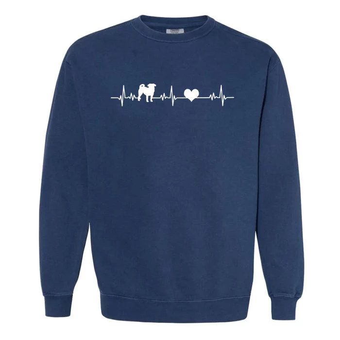 Pug Heartbeat Pug Love Dog Dog Frequency Ekg Garment-Dyed Sweatshirt