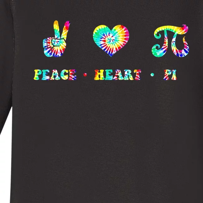 Peace Heart Pi Math Teacher Pi Day Tie Dye Mathematics Baby Long Sleeve Bodysuit