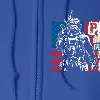 Papa Husband Protector Veteran Retired Soldier Great Gift Full Zip Hoodie