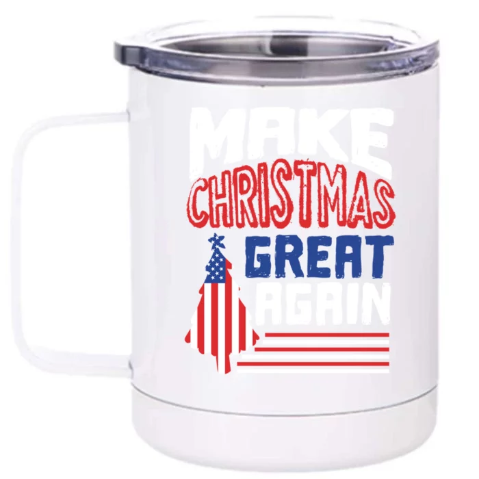 Patriotic Holiday Quote Make Christmas Great Again Great Gift Front & Back 12oz Stainless Steel Tumbler Cup