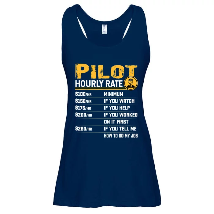 Pilot Hourly Rate Funny Aviation Airline Airplane Pilot Ladies Essential Flowy Tank