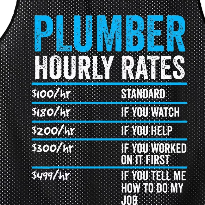 Plumber Hourly Rate Funny Description Of Services With Price Mesh Reversible Basketball Jersey Tank