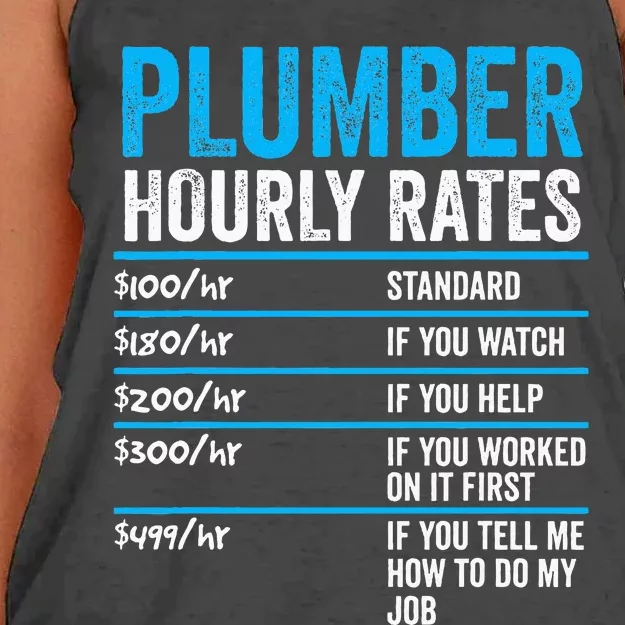 Plumber Hourly Rate Funny Description Of Services With Price Women's Knotted Racerback Tank