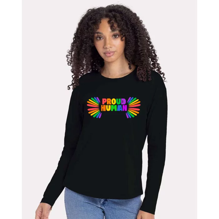 Proud Hu Rainbow Valentine Colorful For Lgbtq Community Gift Womens Cotton Relaxed Long Sleeve T-Shirt