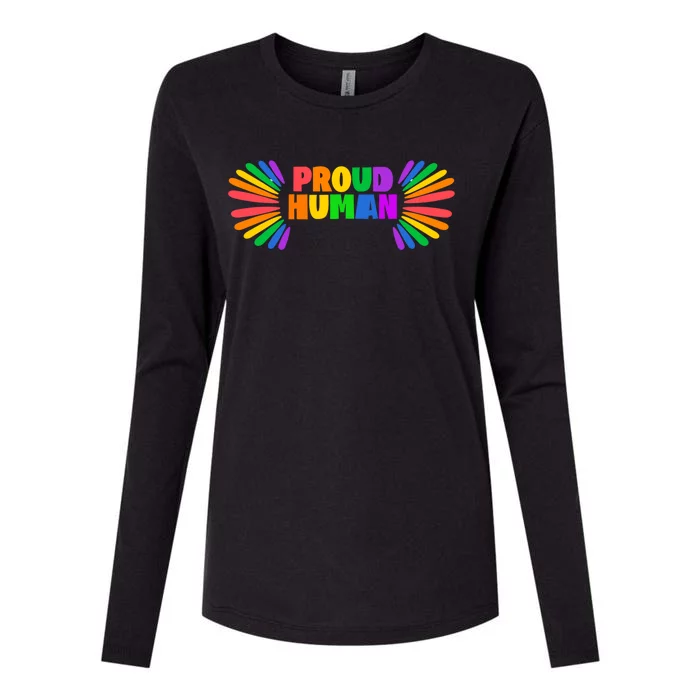 Proud Hu Rainbow Valentine Colorful For Lgbtq Community Gift Womens Cotton Relaxed Long Sleeve T-Shirt