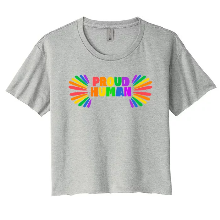 Proud Hu Rainbow Valentine Colorful For Lgbtq Community Gift Women's Crop Top Tee