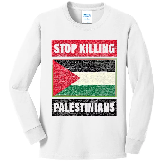 Palestinian Human Rights Aid To Gaza Strip Kids Long Sleeve Shirt