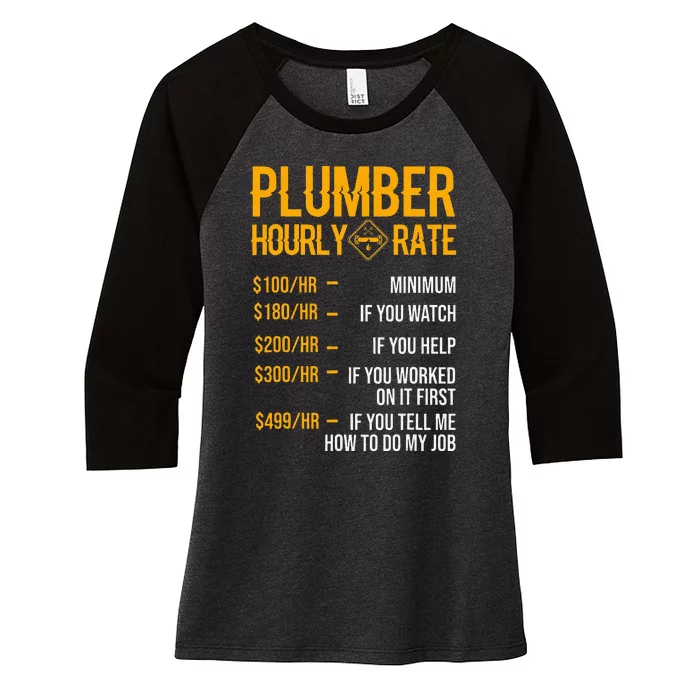 Plumber Hourly Rate For Plumbers Women's Tri-Blend 3/4-Sleeve Raglan Shirt