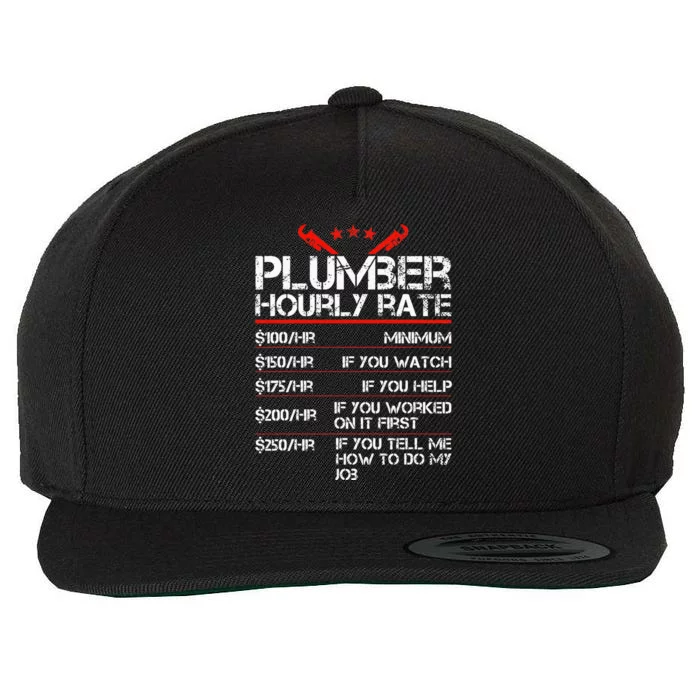 Plumber Hourly Rate Funny Plumbing Worker Labor Wool Snapback Cap