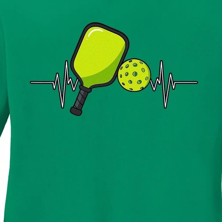 Pickleball Heartbeat Racket Sports Lovers Paddleball Players Ladies Long Sleeve Shirt