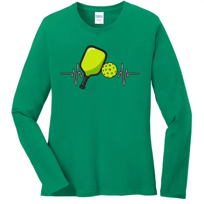 Pickleball Heartbeat Racket Sports Lovers Paddleball Players Ladies Long Sleeve Shirt