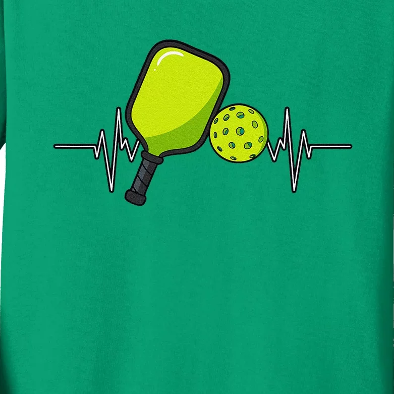 Pickleball Heartbeat Racket Sports Lovers Paddleball Players Kids Long Sleeve Shirt