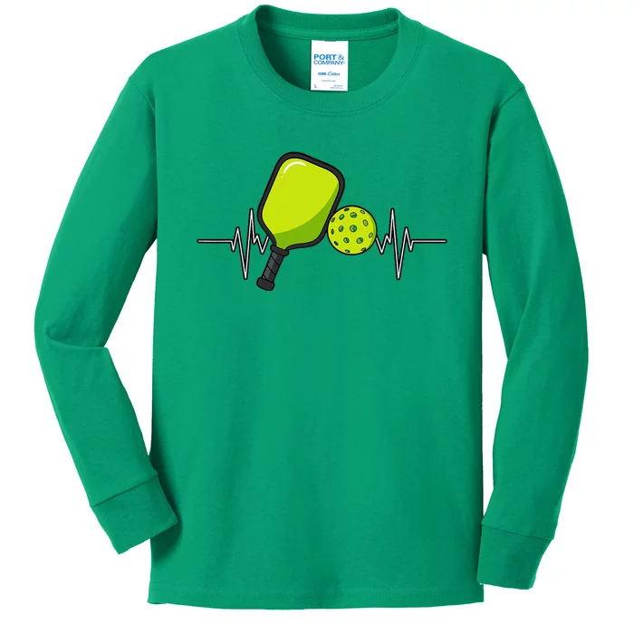 Pickleball Heartbeat Racket Sports Lovers Paddleball Players Kids Long Sleeve Shirt