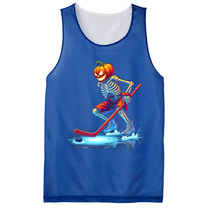 Pumpkin Hockey Skeleton Ice Hockey Halloween Funny Gift Mesh Reversible Basketball Jersey Tank