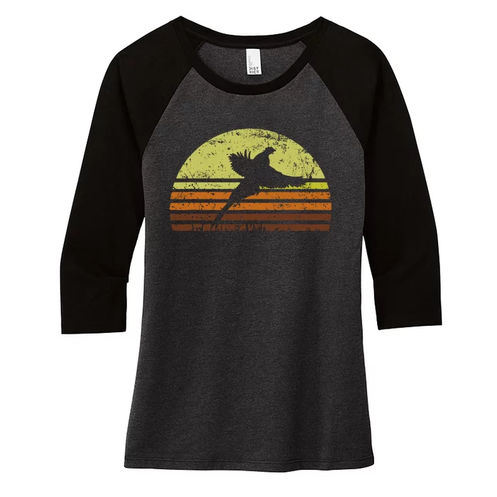 Pheasant Hunting South Dakota Upland Bird Game Hunter Retro Women's Tri-Blend 3/4-Sleeve Raglan Shirt