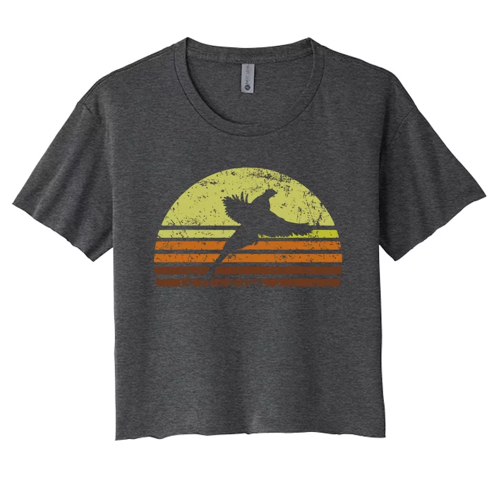 Pheasant Hunting South Dakota Upland Bird Game Hunter Retro Women's Crop Top Tee